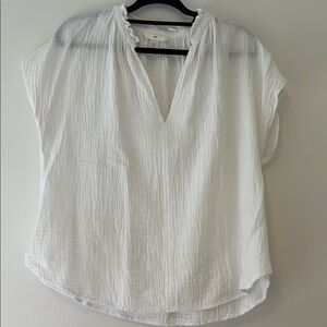 H&M Cotton Gauze Popover Top in White